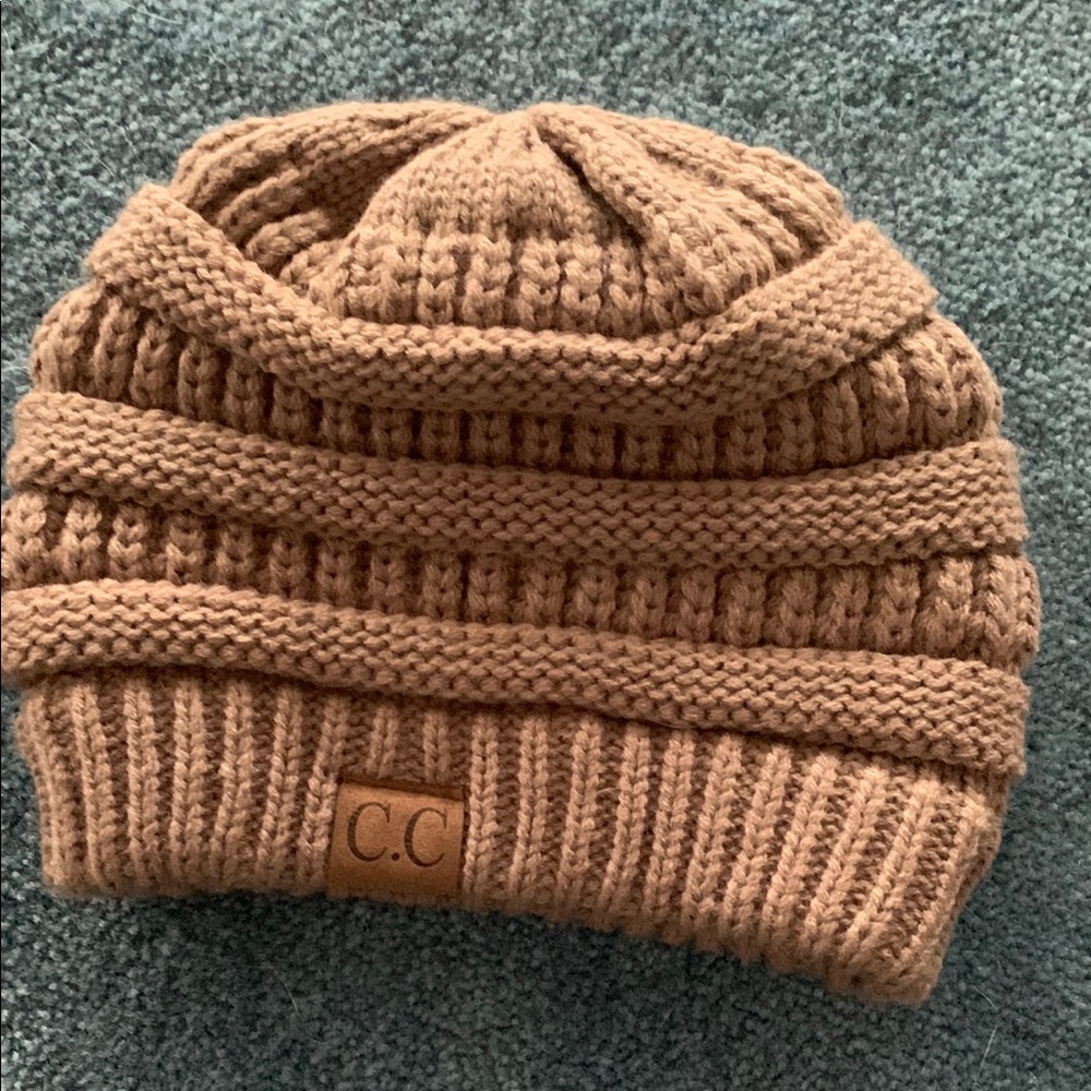 C.C Brown Chunky Knit Beanie Hat